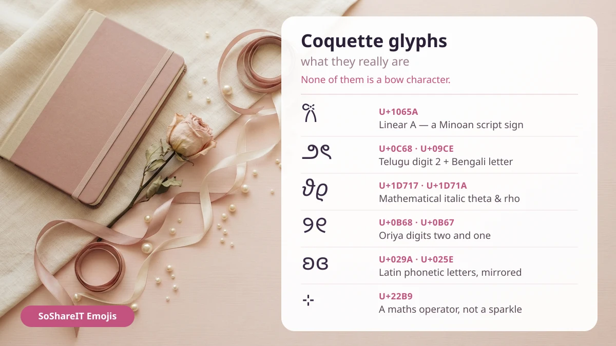 Coquette Emojis ⭒๋𐙚 — 440+ Free Combos to Copy 2026