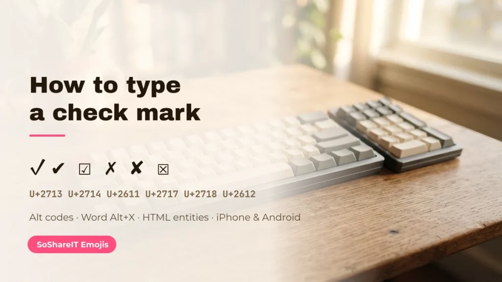 How to Type a Check Mark ✓ — Alt Codes, Word, Mac, Phone